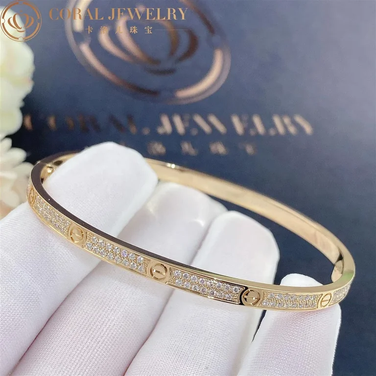Cartier Love Bracelet N6710617 Small Model Paved Diamonds Yellow Gold 6