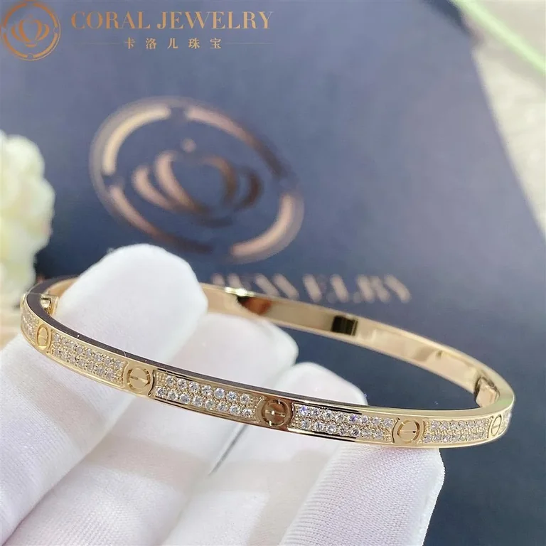 Cartier Love Bracelet N6710617 Small Model Paved Diamonds Yellow Gold 5