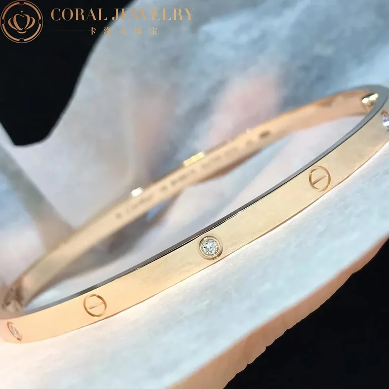 Cartier Love Bracelet B6047617 Small Model 6 Diamonds Rose Gold 8