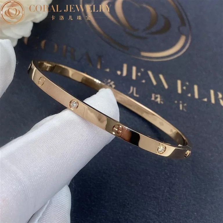 Cartier Love Bracelet B6047617 Small Model 6 Diamonds Rose Gold 5