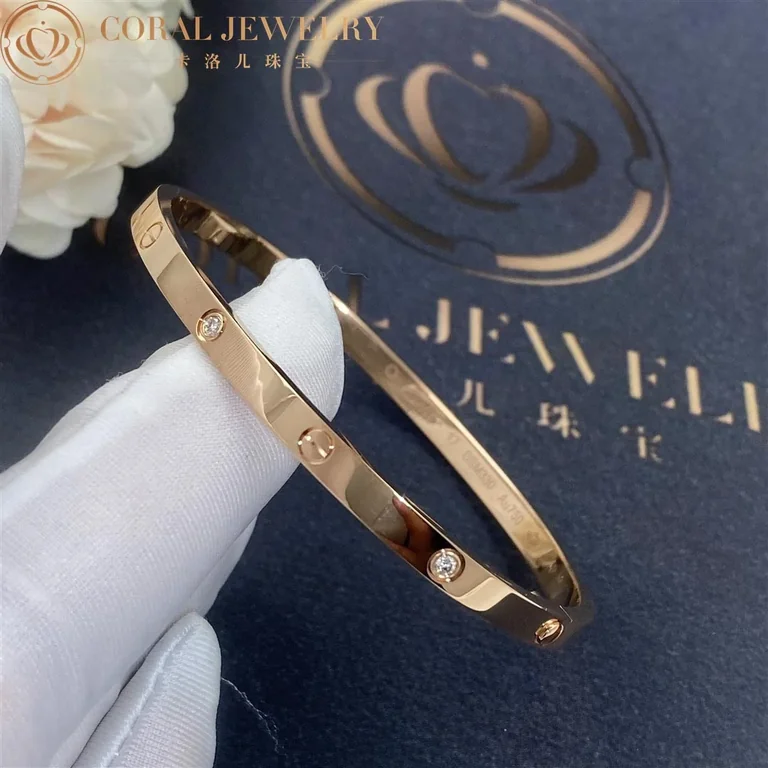 Cartier Love Bracelet B6047617 Small Model 6 Diamonds Rose Gold 4