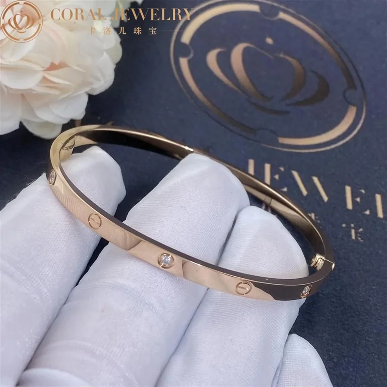 Cartier Love Bracelet B6047617 Small Model 6 Diamonds Rose Gold 2