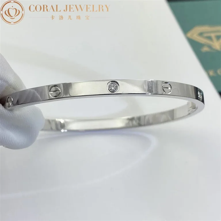 Cartier Love Bracelet B6047717 Small Model 6 Diamonds White Gold 4