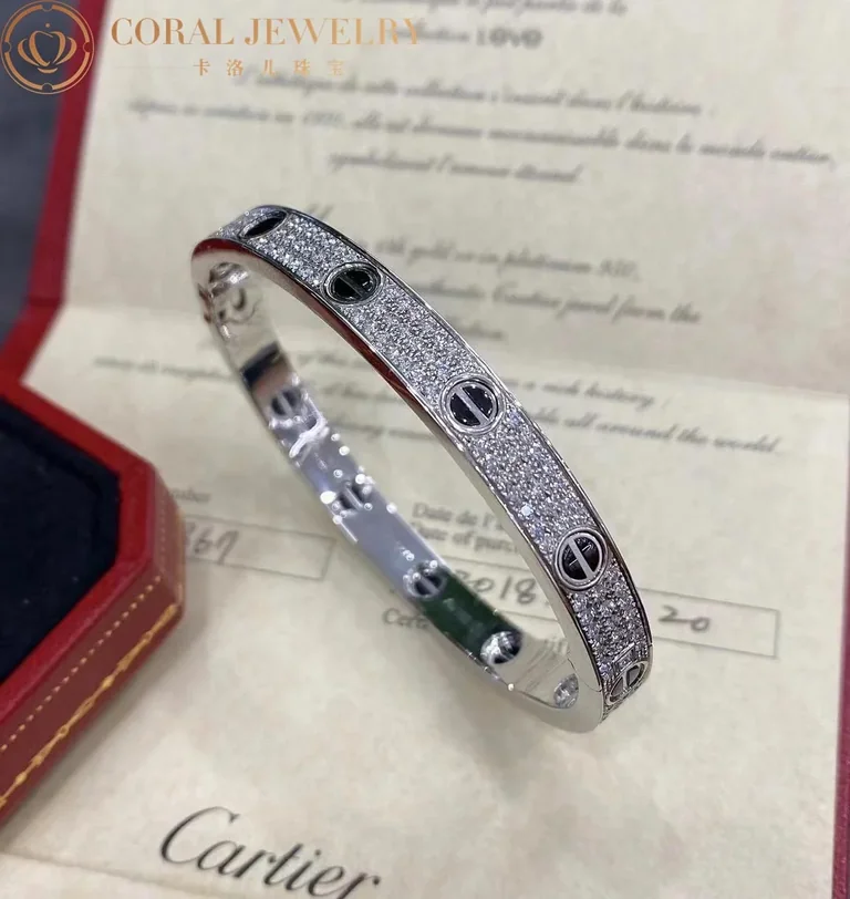 Cartier Love N6032417 Bracelet Diamond-paved White Gold Ceramic 16