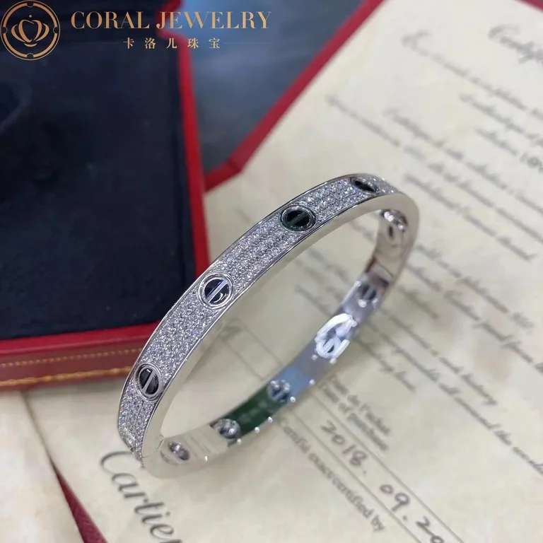 Cartier Love N6032417 Bracelet Diamond-paved White Gold Ceramic 14