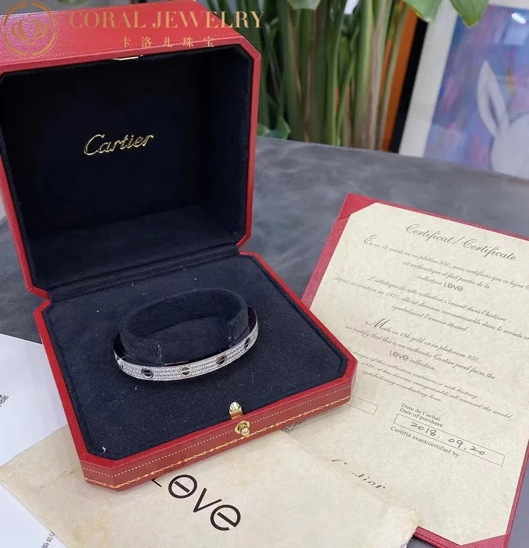 Cartier Love N6032417 Bracelet Diamond-paved White Gold Ceramic 13