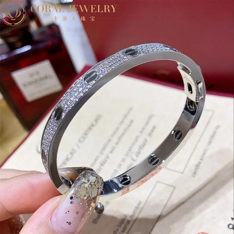 Cartier Love N6032417 Bracelet Diamond-paved White Gold Ceramic 7