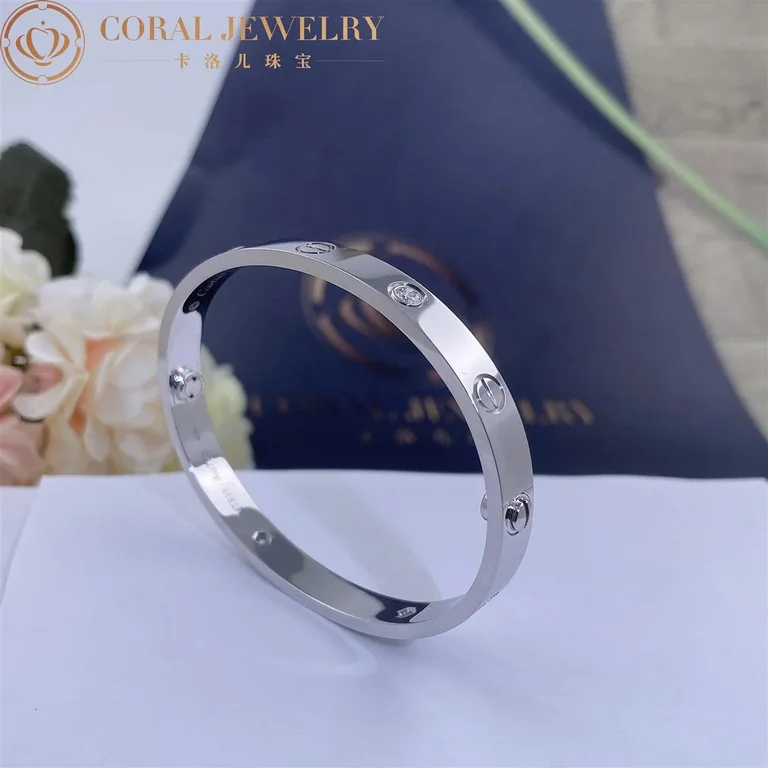 Cartier Love B6035817 Bracelet 4 Diamonds White Gold 6
