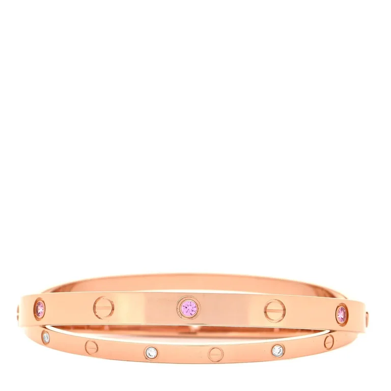 Cartier Love N6709617-1 Bracelet 12 Diamond Pink Sapphire Rose Gold 4