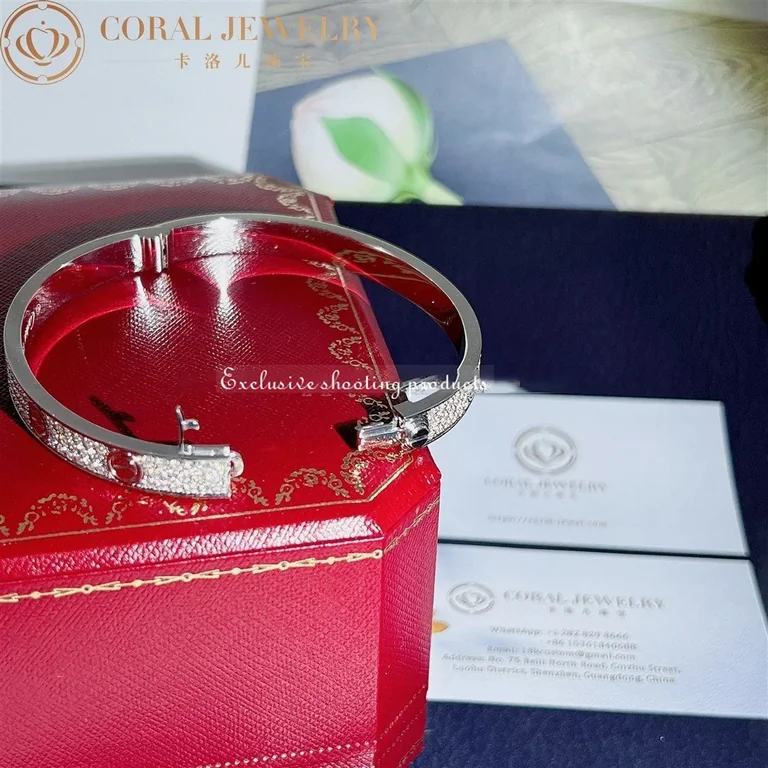 Cartier Love N6035017 Bracelet White Gold Pave Diamond 2