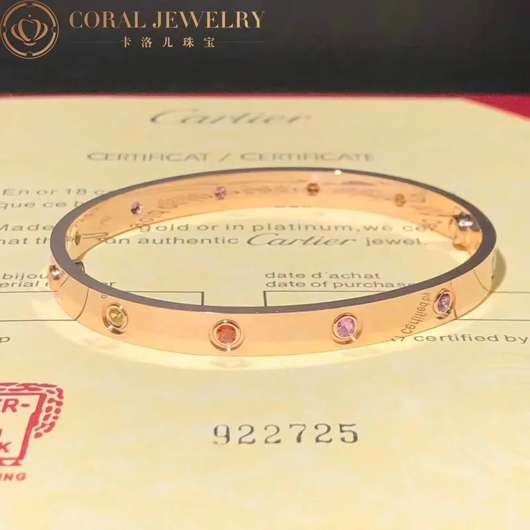 Cartier Love Bracelet B6036517 Multi Gem Rose Gold 5