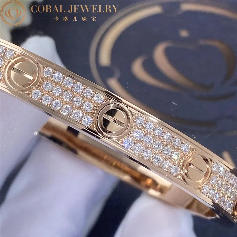 Cartier Love Bracelet N6036917 Rose Gold Pave Diamond 5
