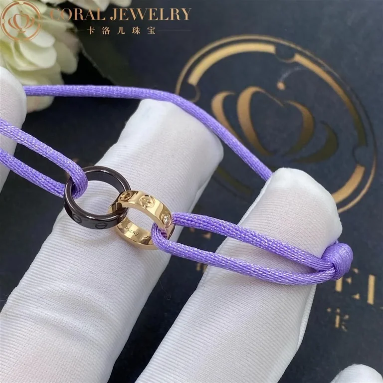 Cartier Love Bracelet Ceramic Yellow Gold Diamonds Purple Rope 5