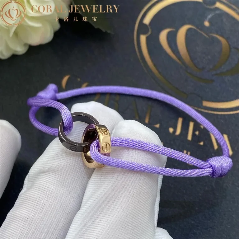 Cartier Love Bracelet Ceramic Yellow Gold Diamonds Purple Rope 4