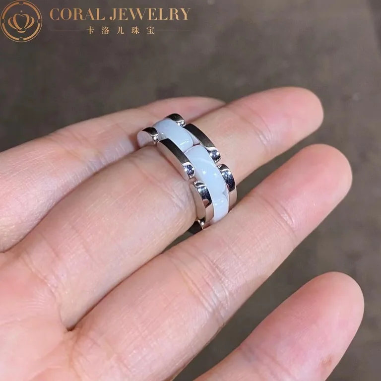 Chanel Ultra Ring J2642 Medium Version 18k White Gold White Ceramic 6