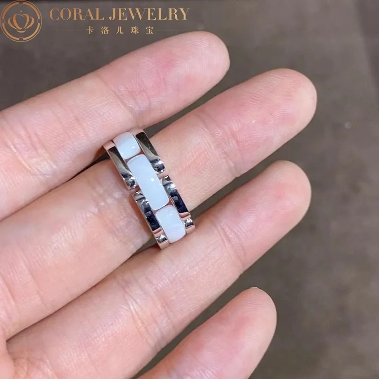 Chanel Ultra Ring J2642 Medium Version 18k White Gold White Ceramic 5
