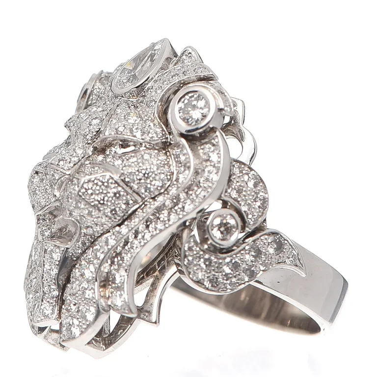 Chanel Sous Le Signe Du Lion Ring 18k White Gold Diamonds Ring 4