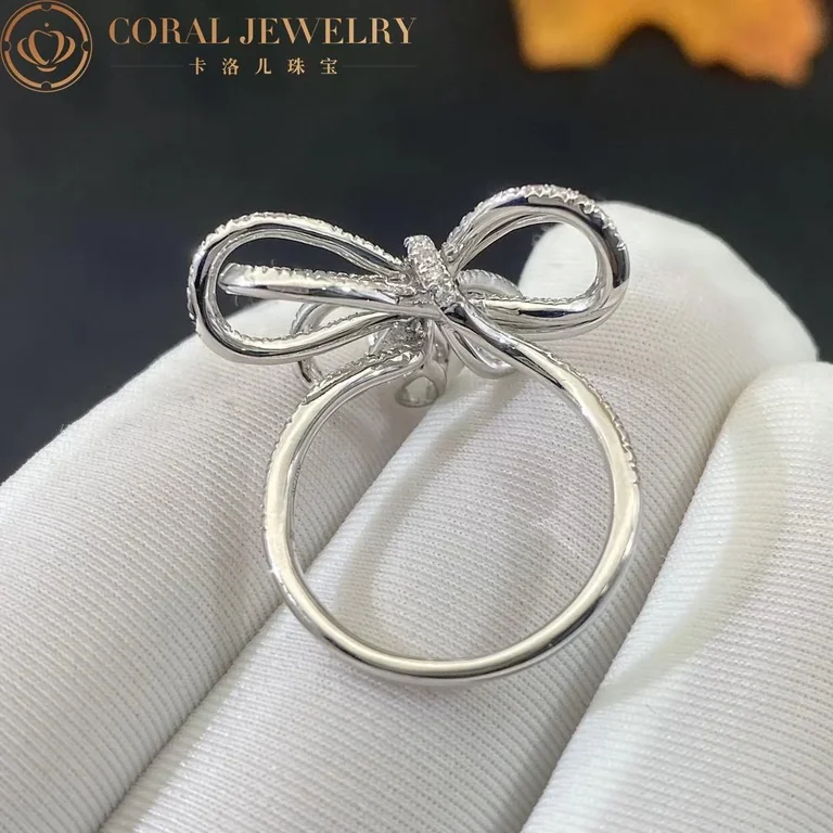 Chanel Ruban Ring 18k J4543 White Gold Center Diamond Diamonds 4