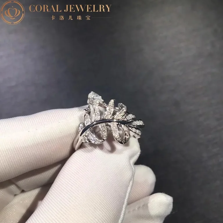 Chanel Plume De J4137 Chanel Ring 18k White Gold Diamonds 4