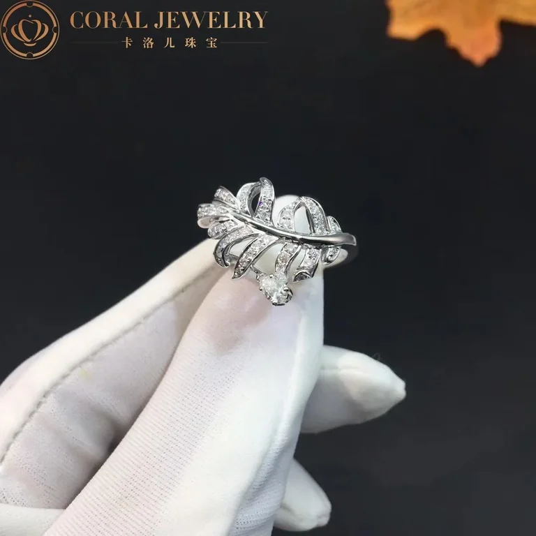 Chanel Plume De J4137 Chanel Ring 18k White Gold Diamonds 3