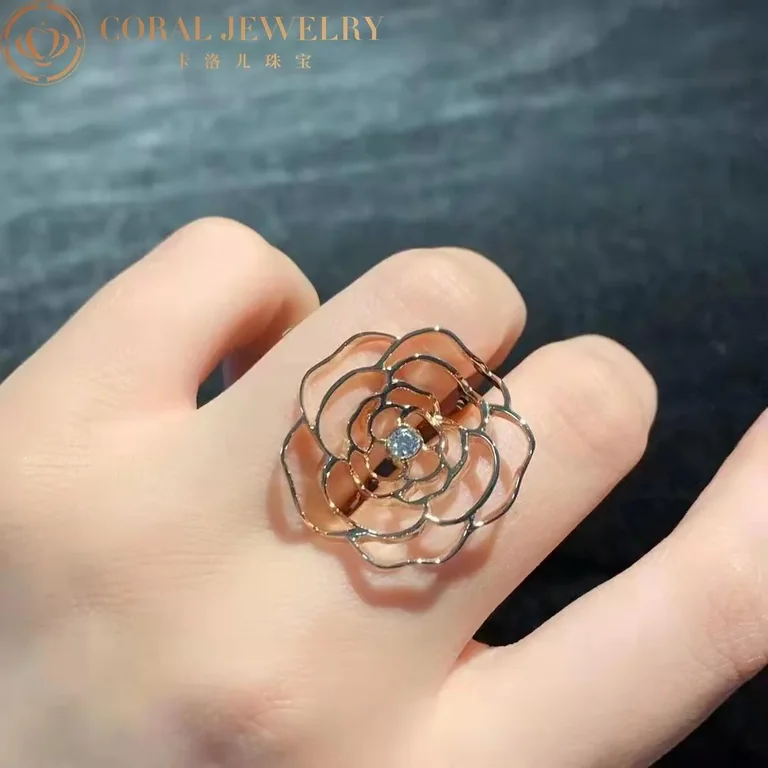 Chanel Pétales de Camélia J11669 Ring 18k Yellow Gold Diamonds 6