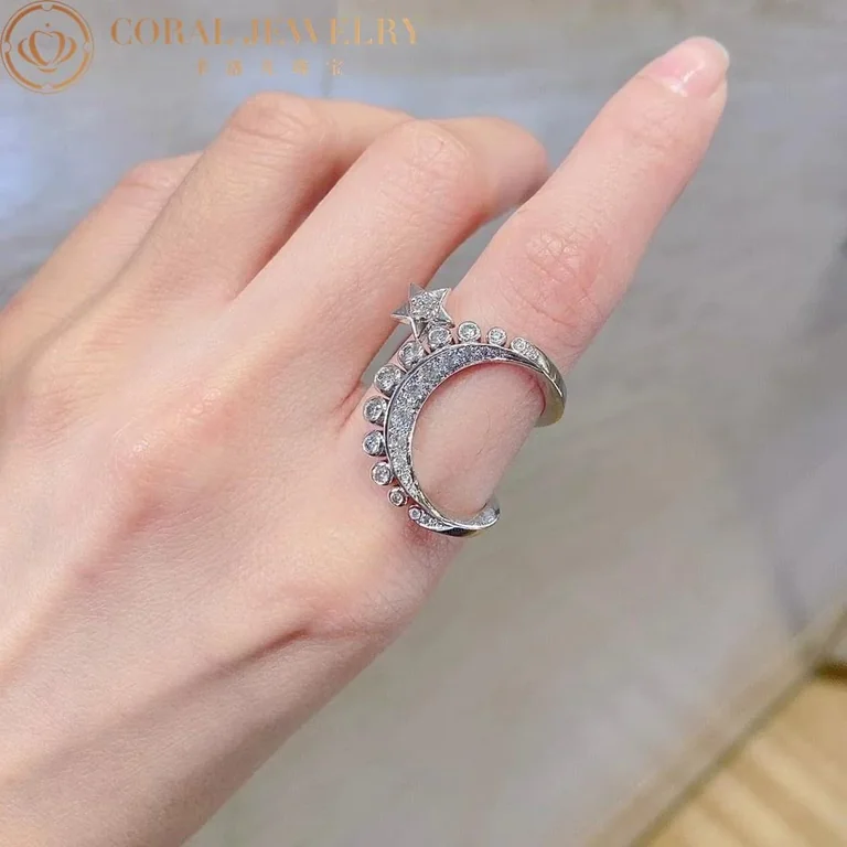 Chanel Comète Lune J12208 Ring 18k White Gold Diamonds 2
