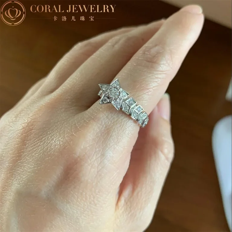 Chanel Comète Chevron J11457 Ring 18k White Gold Diamonds 4