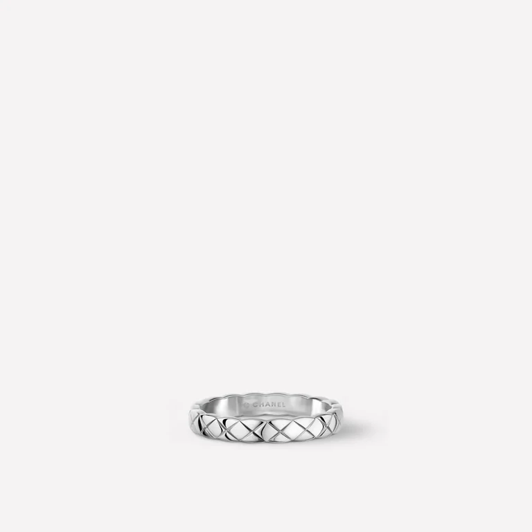 Chanel Coco Crush Ring J11793 Quilted Motif Mini Version 18k White Gold 1