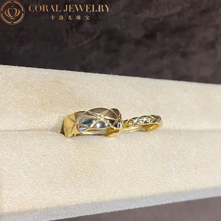 Chanel Coco Crush Ring J11794 Quilted Motif Mini Version 18k Yellow Gold 6
