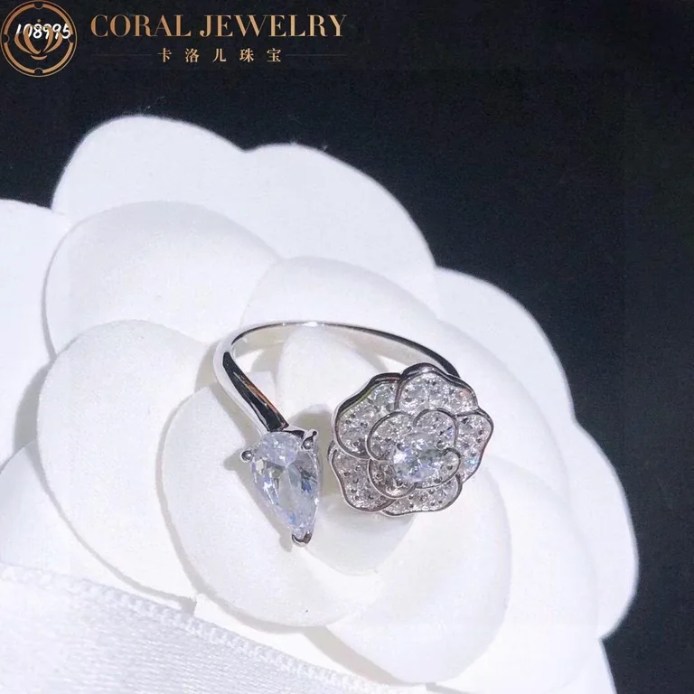 Chanel Camélia Précieux Ring J11334 18k White Gold Diamonds 6