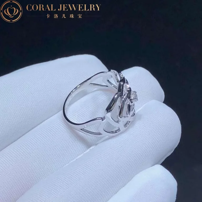 Chanel Camélia Ajouré Ring in White Gold and Diamonds Ring 4