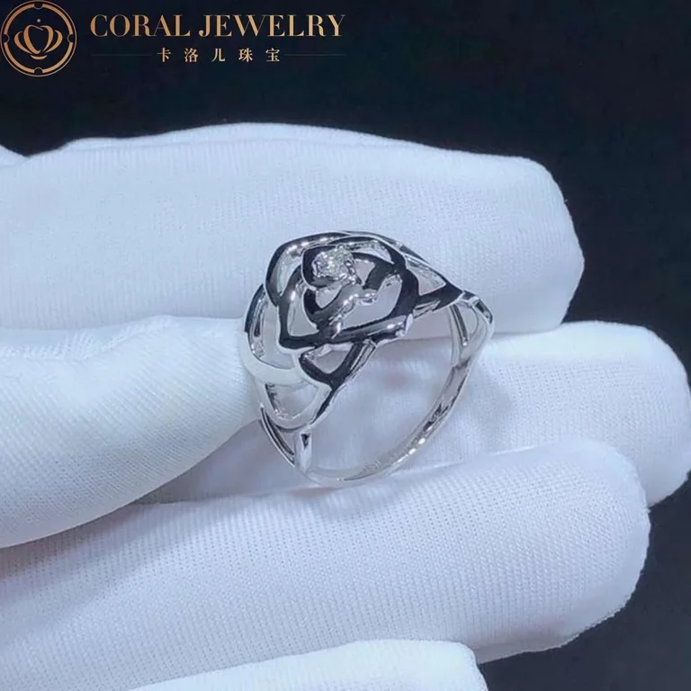 Chanel Camélia Ajouré Ring in White Gold and Diamonds Ring 2