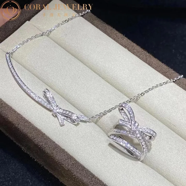 Chanel Ruban Necklace J11141 18k White Gold Diamonds 11