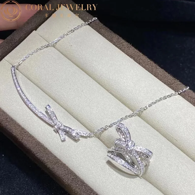 Chanel Ruban Necklace J11141 18k White Gold Diamonds 8
