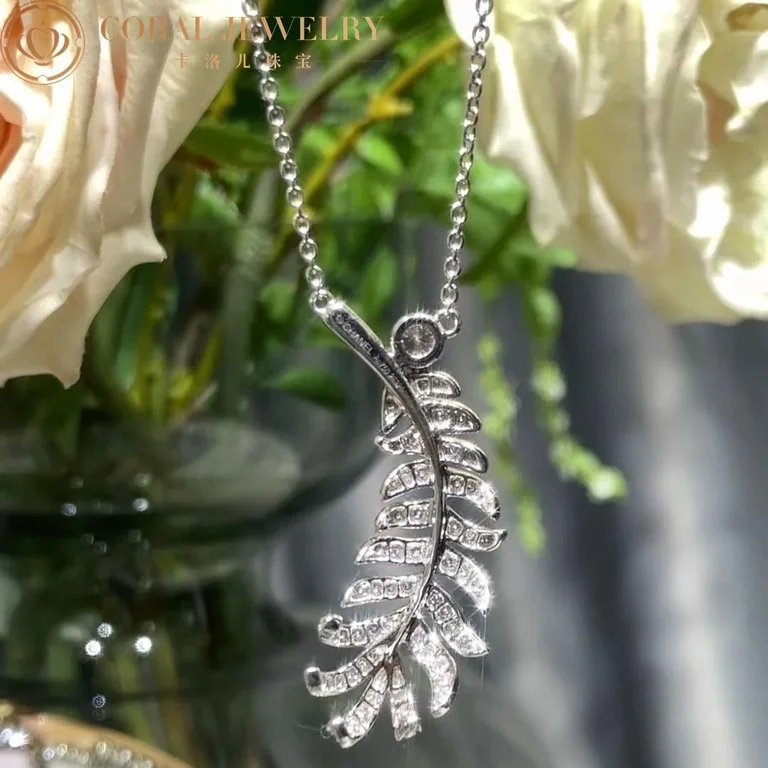Chanel Plume De Chanel J4142 Necklace 18k White Gold Diamonds 2