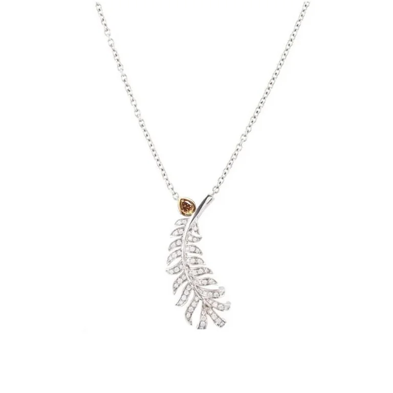 Chanel Plume De Chanel J4142-1 Necklace 18k White Gold Diamonds 1