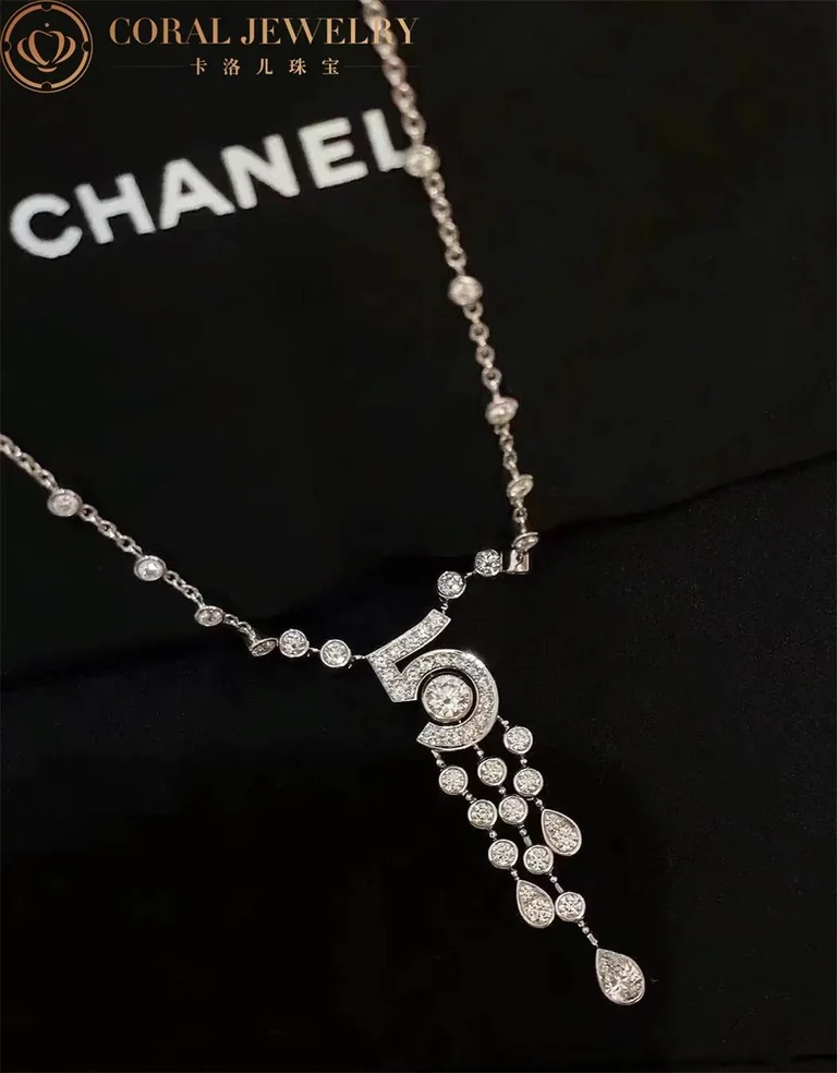 Chanel Eternal N°5 J11998 Necklace 18k White Gold Diamonds 4