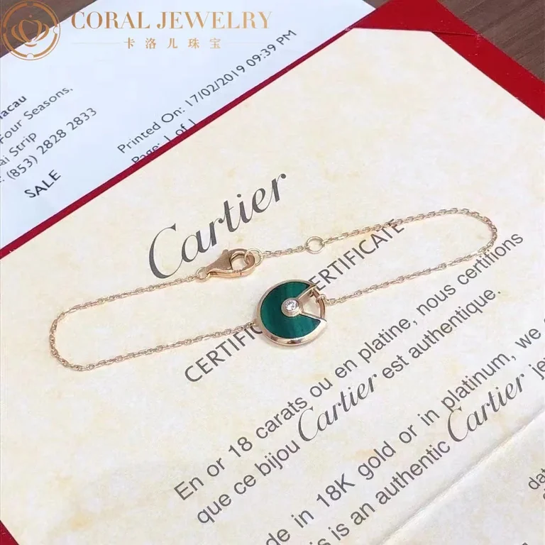 Cartier Amulette De B6047117 Cartier Bracelet XS Model Rose Gold Malachite 4