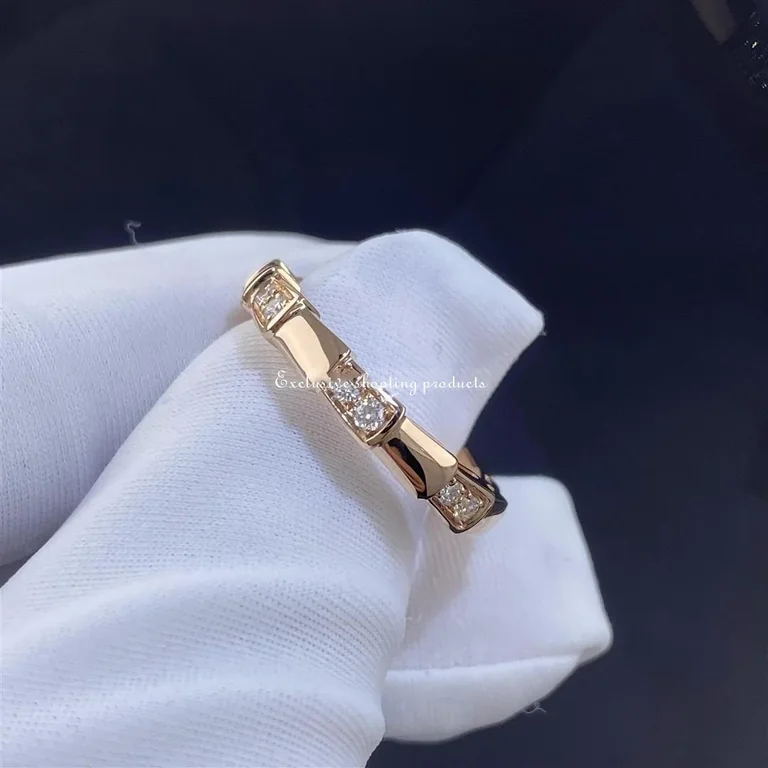 Bulgari Serpenti Viper 353277 band ring in 18 kt rose gold set with demi-pavé diamonds 6