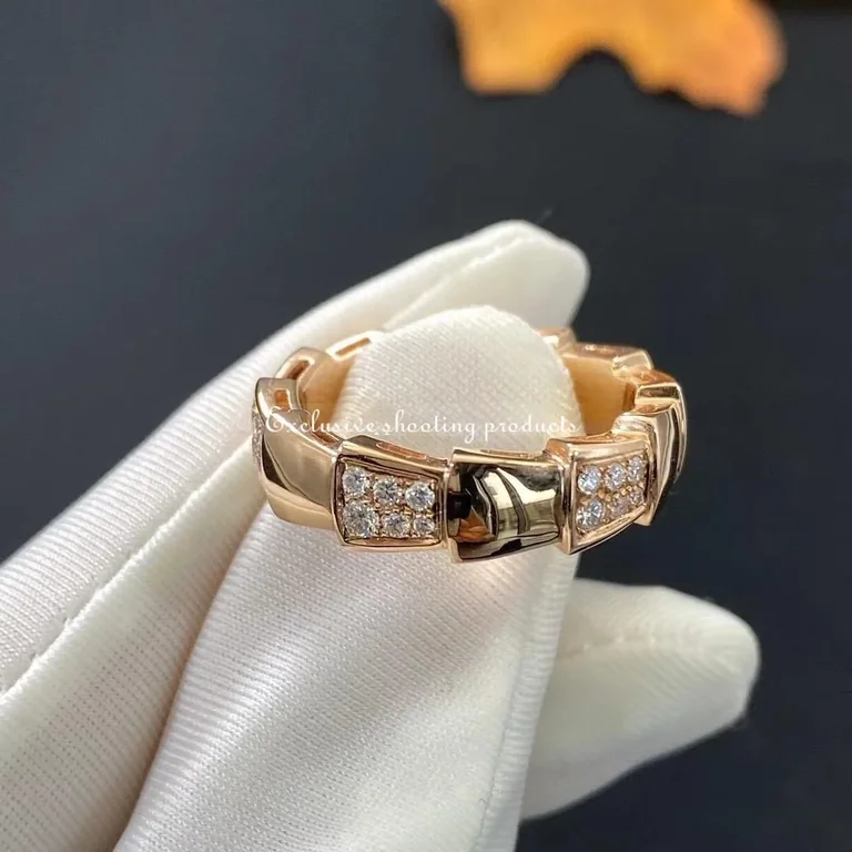 Bulgari Serpenti Viper AN857928 band ring in 18 kt white gold set with demi pavé diamonds 2