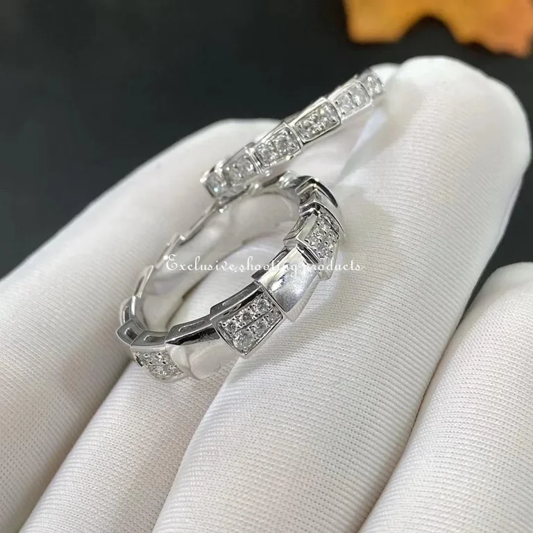 Bulgari Serpenti Viper AN857931 18KT White Gold 0.43 CT Diamond Ring 4