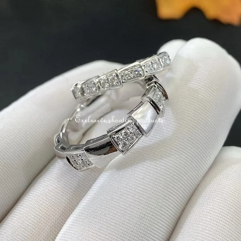 Bulgari Serpenti Viper AN857931 18KT White Gold 0.43 CT Diamond Ring 2