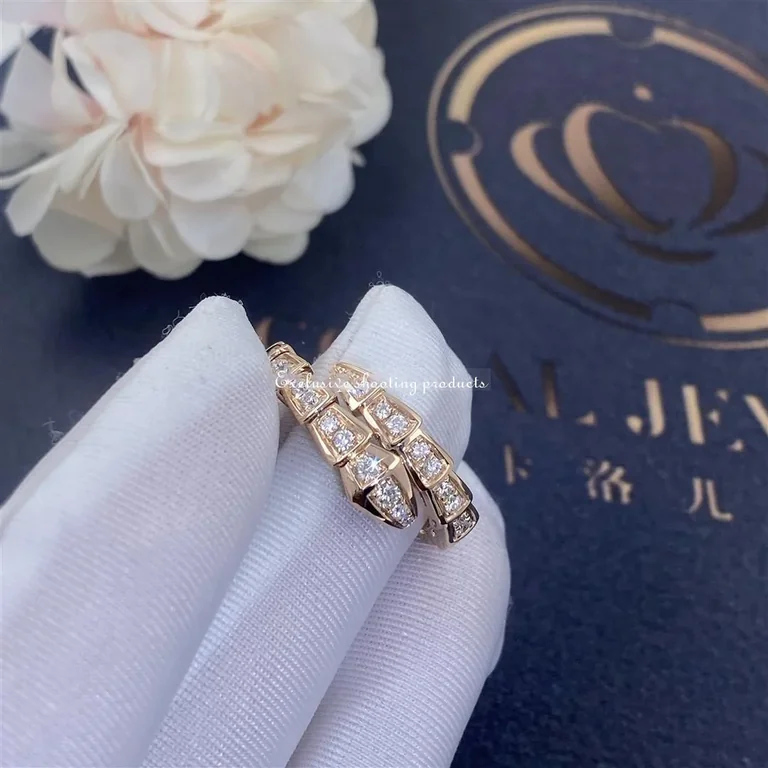 Bulgari Serpenti Viper 355978 18 kt rose gold ring set with pavé diamonds 5