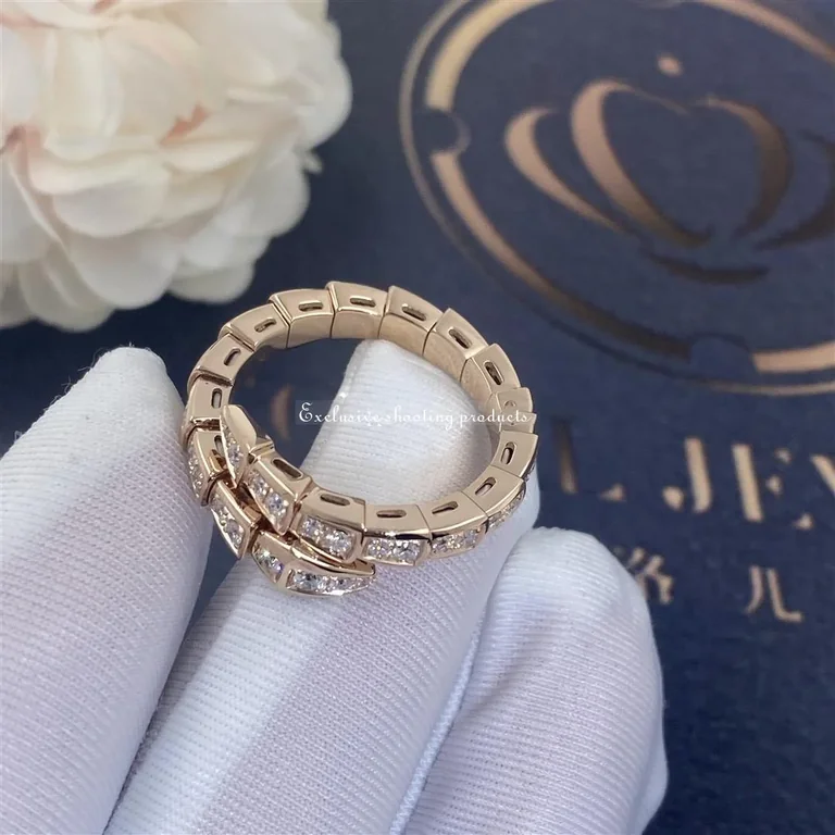 Bulgari Serpenti Viper 355978 18 kt rose gold ring set with pavé diamonds 4
