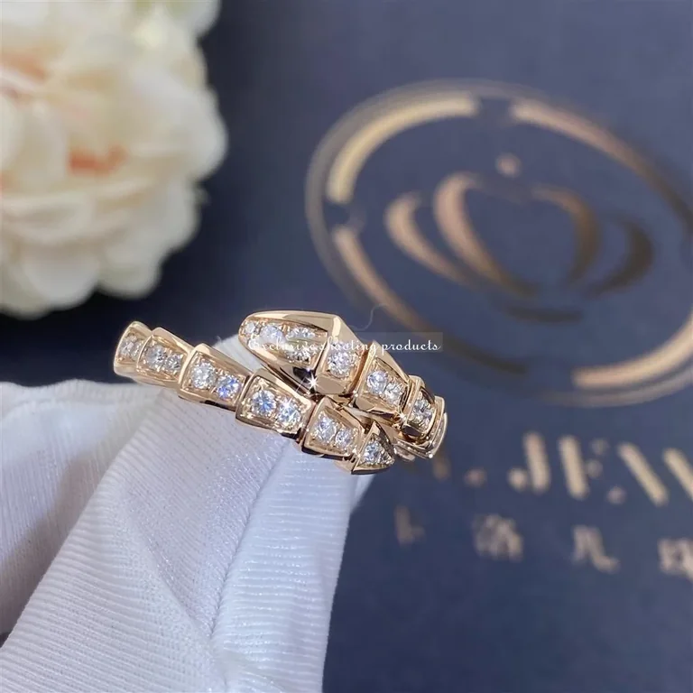 Bulgari Serpenti Viper 355978 18 kt rose gold ring set with pavé diamonds 3