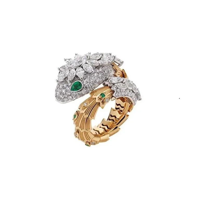 Bulgari Serpenti Snake ring Diamond & Emerald in 18k Gold ring 1