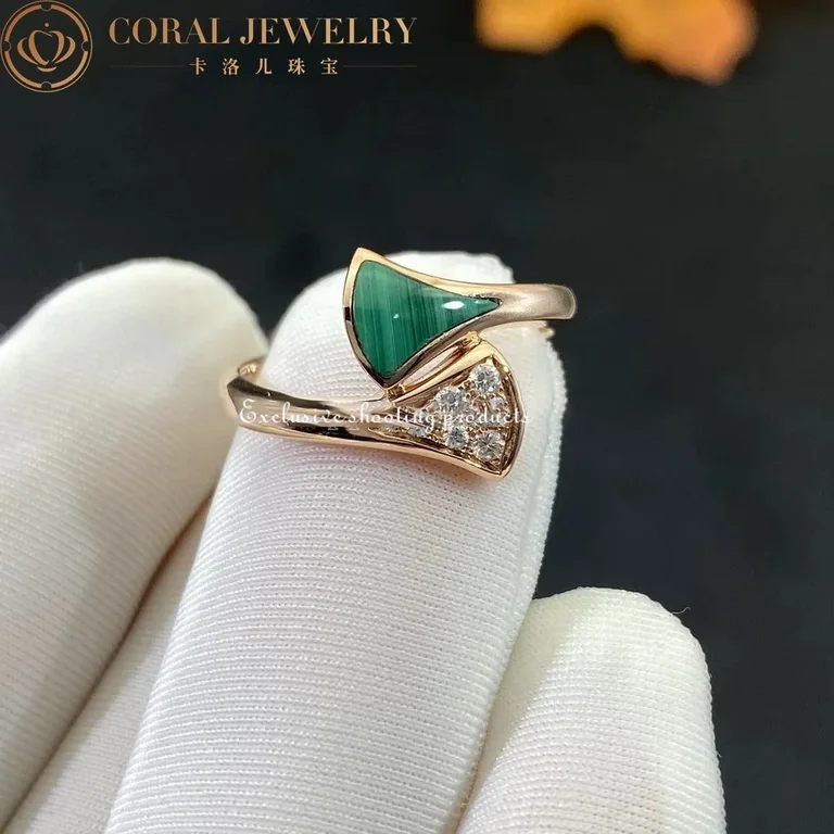 Bulgari Divas? Dream 356448 Ring Rose Gold Diamonds Malachite 4