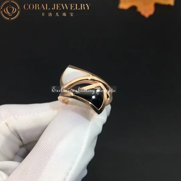 Bulgari Divas? Dream AN857049 Ring Rose Gold Mother Of Pearl & Onyx 5