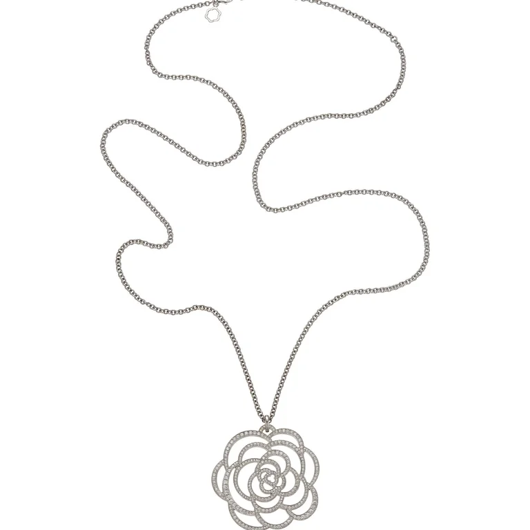 Chanel Camélia Ajouré J3010 Necklace 18k White Gold Diamonds 3