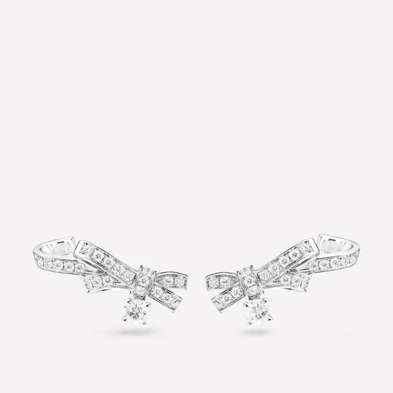 Chanel Ruban Earrings J11150 18k White Gold Diamonds 1
